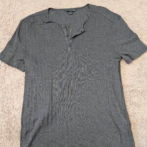 John Varvatos Short Sleeve Henley - Grey - Mens Size Medium